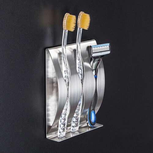 Toothbrush Holder Wall Mount Shaver Drain Storage Rack Stainless Steel Rustproof