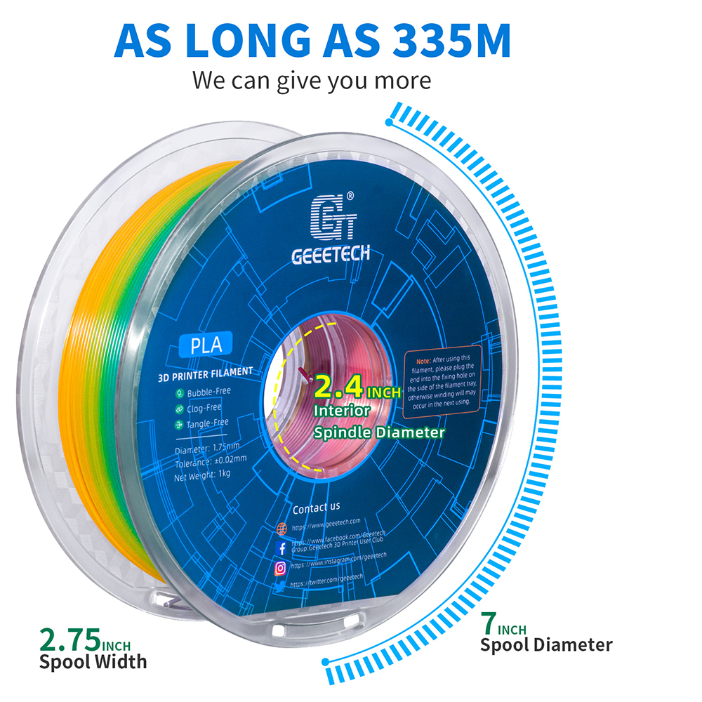 GEEETECH 3D Printer Filament Regular PLA 1.75mm 1KG/roll 17 Color Consumables