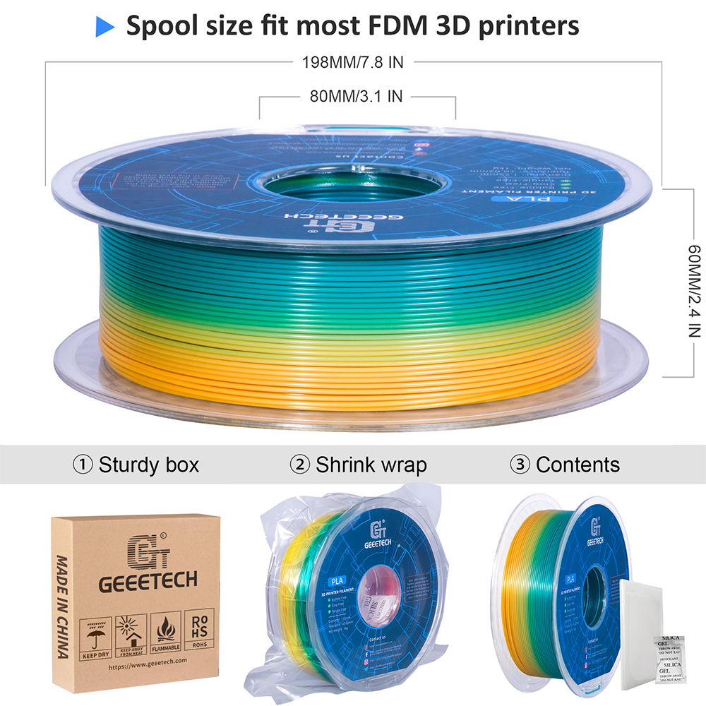 GEEETECH 3D Printer Filament Regular PLA 1.75mm 1KG/roll 17 Color Consumables