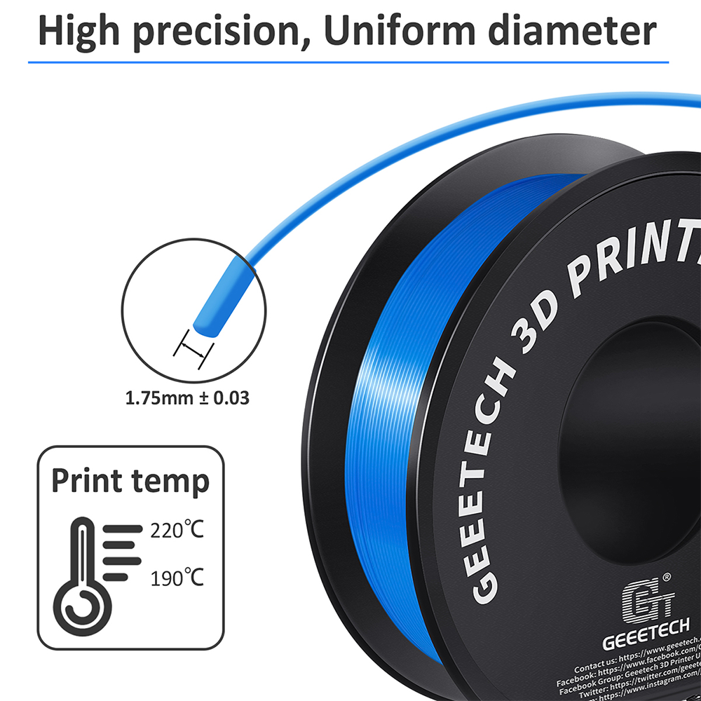 GEEETECH 3D Printer Filament Regular PLA 1.75mm 1KG/roll 17 Color Consumables