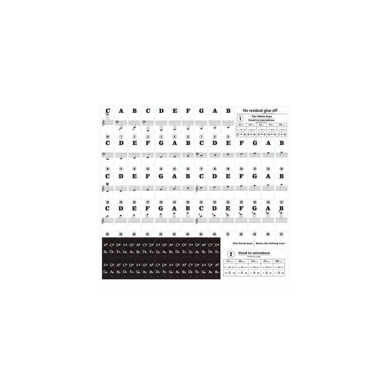 TRANSPARENT Keyboard Piano Stickers 88/61/54/49/37 KEYS Sticker Note For Learner - Picture 15 of 16