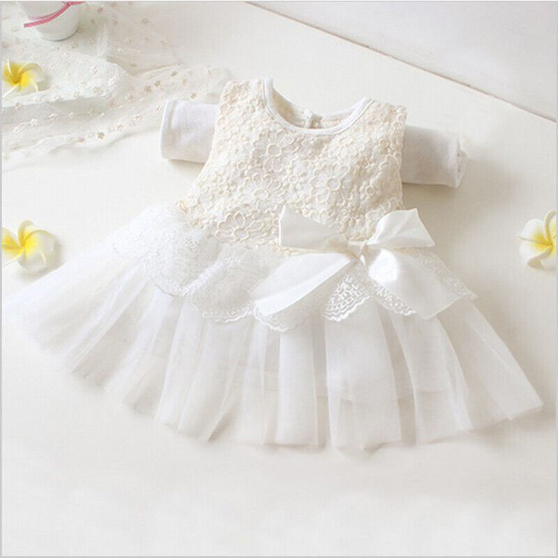 Newborn Baby Girl Wedding Princess Dress Lace Flower Summer Casual Party Dresses - Picture 9 of 11