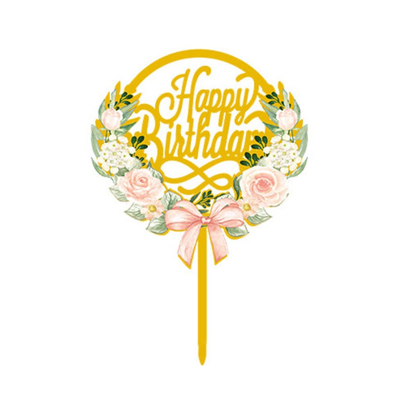 Happy Birthday Anniversary Wedding Cake Flowers Topper Acrylic Party Decorations - Picture 25 of 40