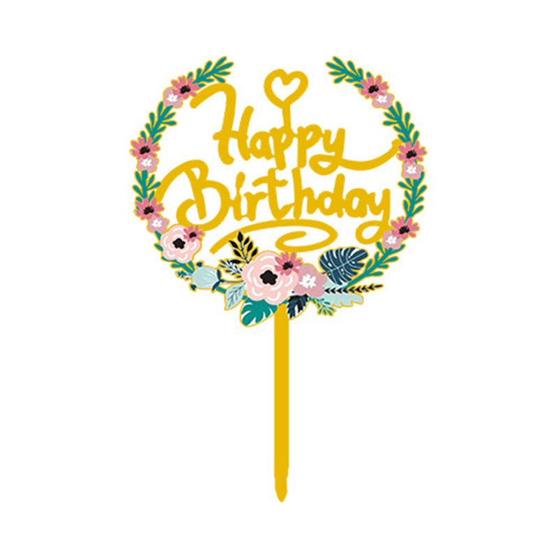 Happy Birthday Anniversary Wedding Cake Flowers Topper Acrylic Party Decorations - Picture 29 of 40