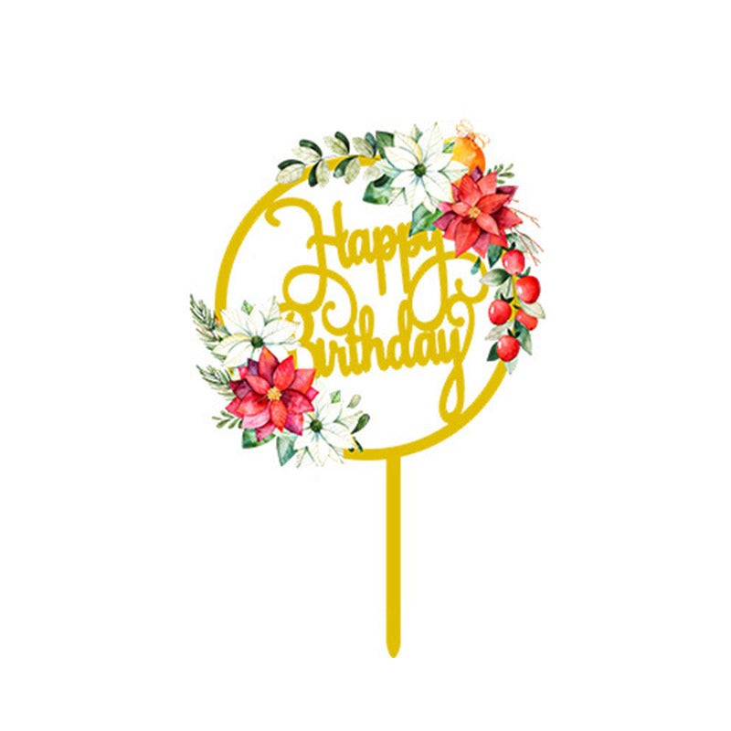 Happy Birthday Anniversary Wedding Cake Flowers Topper Acrylic Party Decorations - Picture 31 of 40