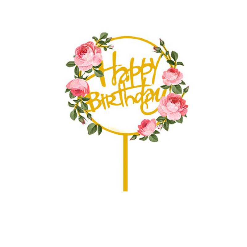 Happy Birthday Anniversary Wedding Cake Flowers Topper Acrylic Party Decorations - Picture 32 of 40