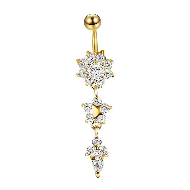 Flower Crystal Surgical Steel Dangle BELLY Button Navel bars Ring Body Piercing - Picture 17 of 20