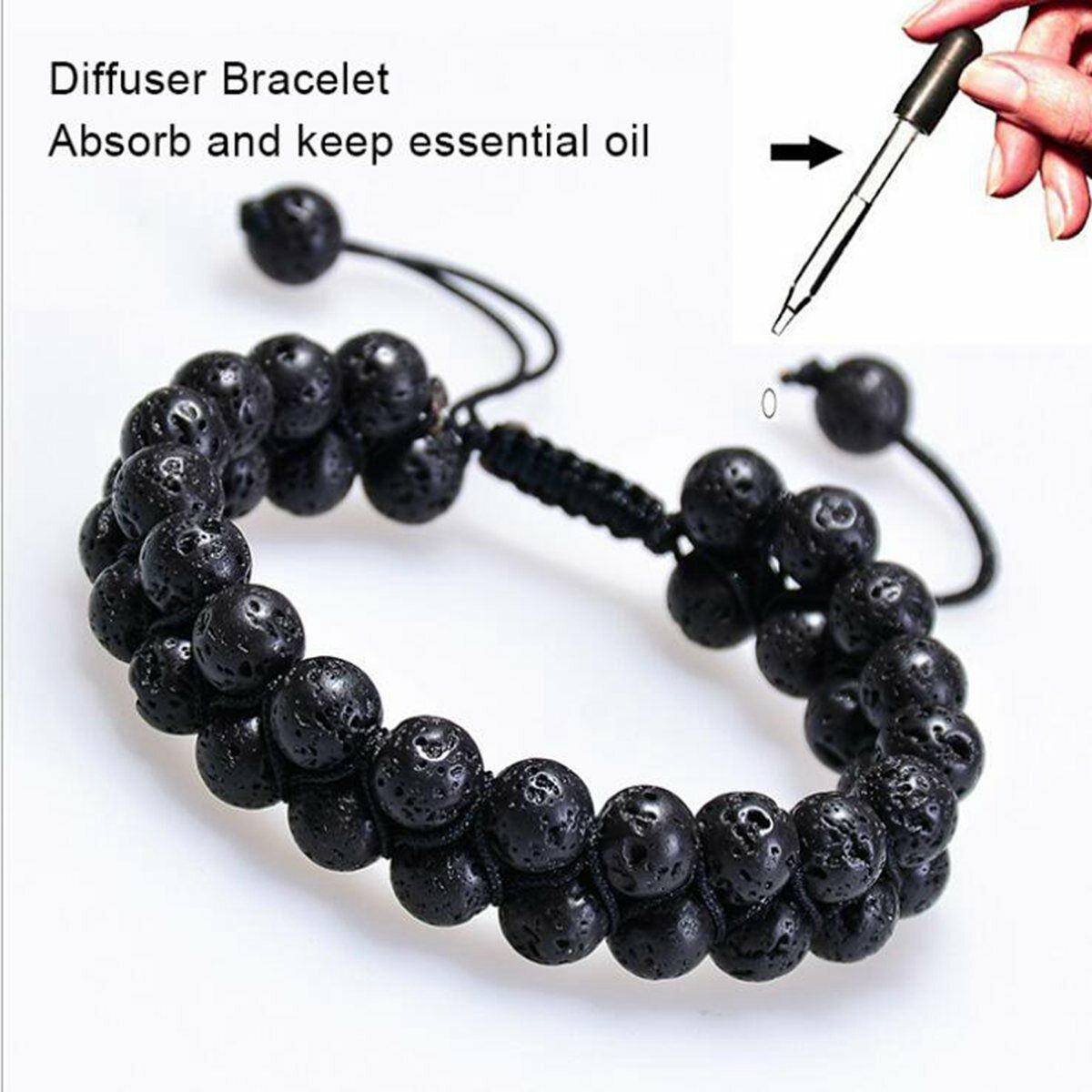 Double Layer Lava Rock Aromatherapy Anxiety Essential Oil Diffuser Bracelet Gift