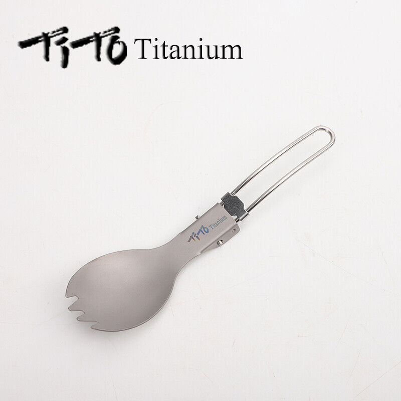 TiTo Folding Titanium Fork Spoon Camping Ice flower Folding Spork Tableware - Picture 31 of 40
