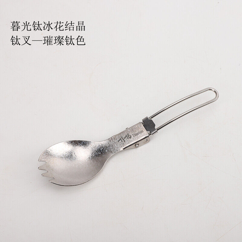 TiTo Folding Titanium Fork Spoon Camping Ice flower Folding Spork Tableware - Picture 33 of 40