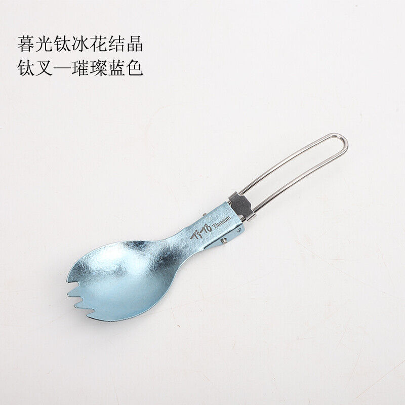 TiTo Folding Titanium Fork Spoon Camping Ice flower Folding Spork Tableware - Picture 35 of 40