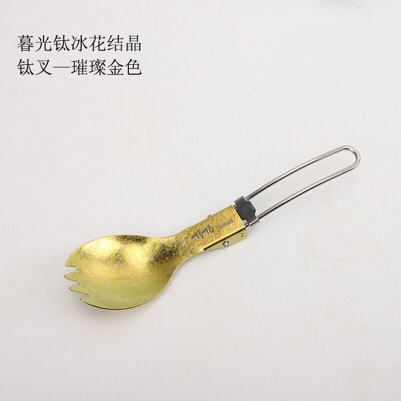 TiTo Folding Titanium Fork Spoon Camping Ice flower Folding Spork Tableware - Picture 37 of 40