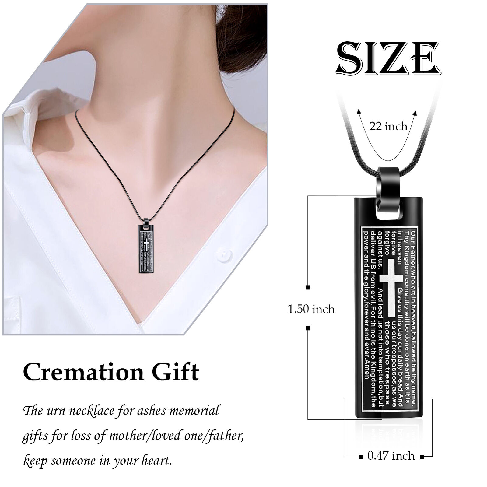 Cremation Ashes Jewellery Memorial Urn Charm Necklace Mum Dad Sister W/ Funnel