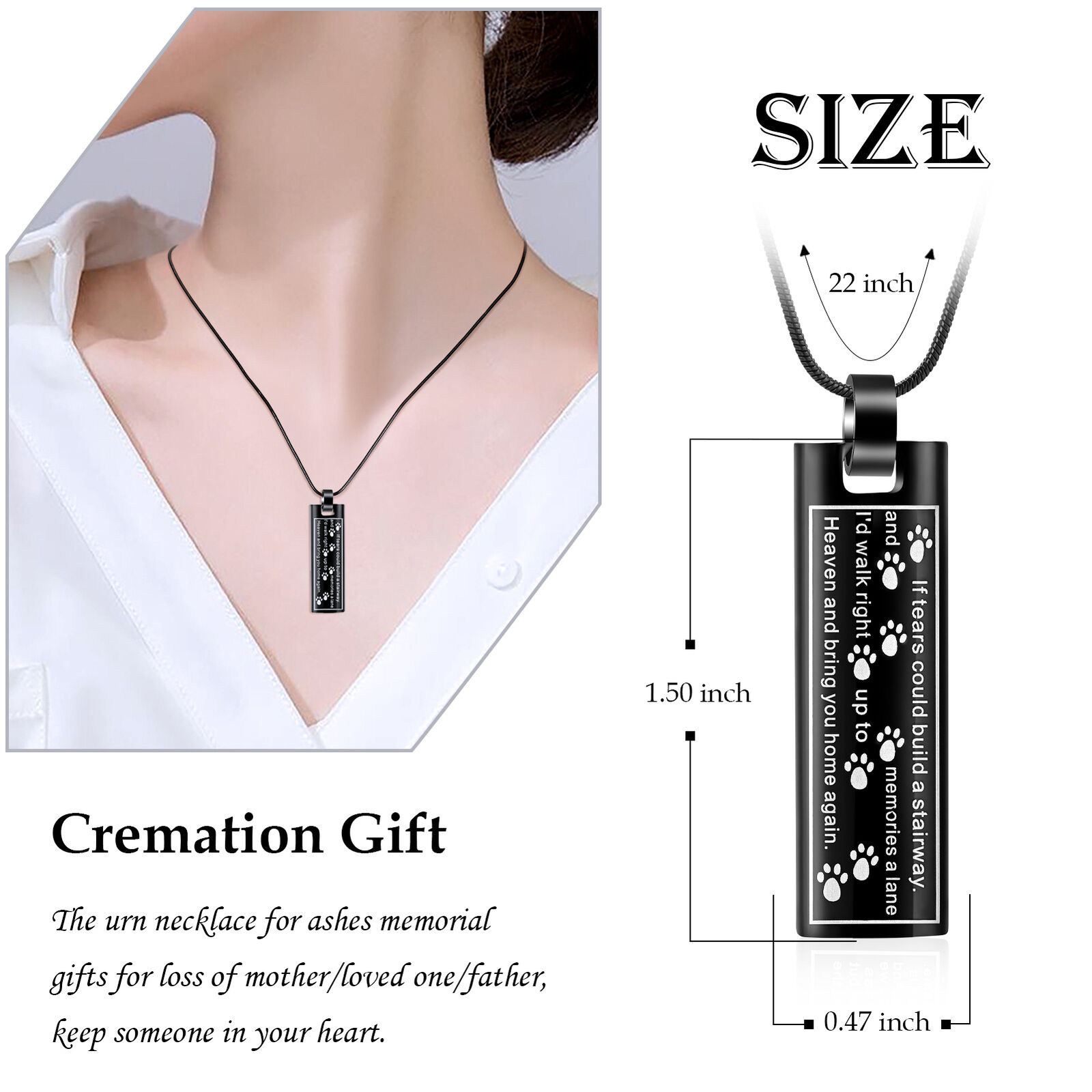 Cremation Ashes Jewellery Memorial Urn Charm Necklace Mum Dad Sister W/ Funnel