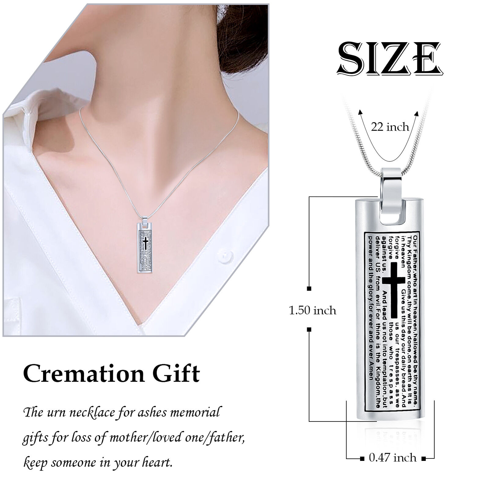 Cremation Ashes Jewellery Memorial Urn Charm Necklace Mum Dad Sister W/ Funnel