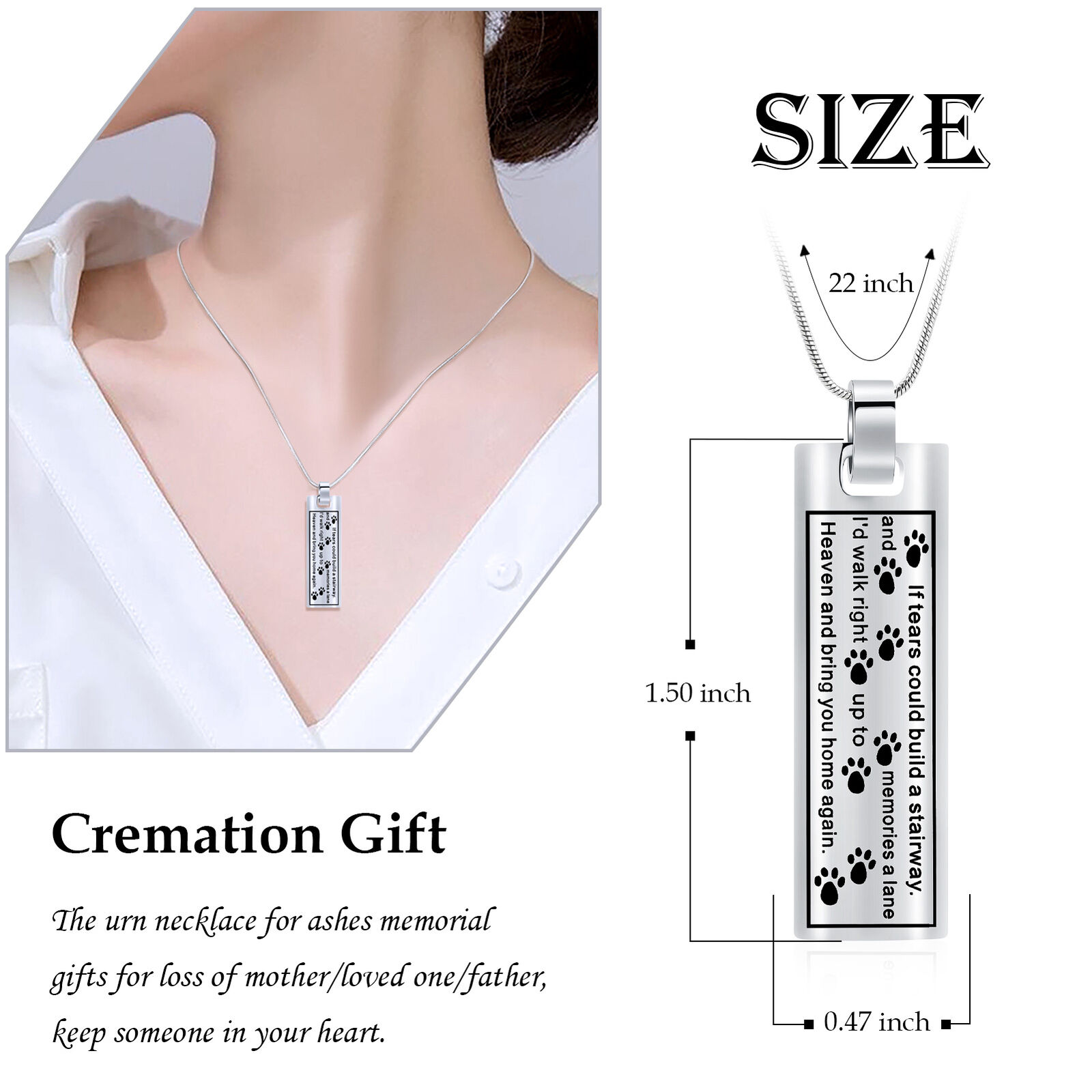 Cremation Ashes Jewellery Memorial Urn Charm Necklace Mum Dad Sister W/ Funnel