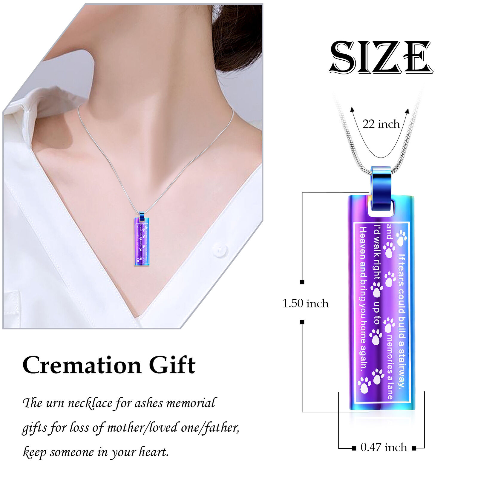 Cremation Ashes Jewellery Memorial Urn Charm Necklace Mum Dad Sister W/ Funnel