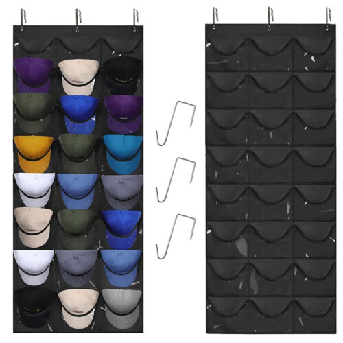 24 Pockets Over Door Storage Organizer Rack Hanging Hat Rack Holder Hanger Bag