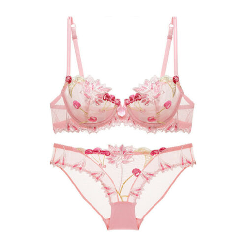 Varsbaby Embroidery Unlined Bra Set Sexy Transparent Lace Underwire Lingerie - Bild 13 von 18