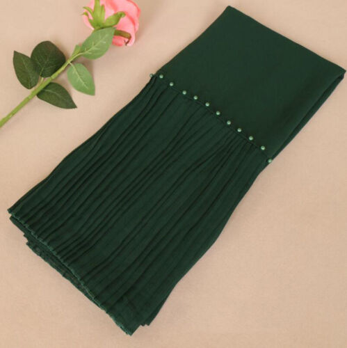 Muslim Women Long Scarf Head Wrap Scarves Beaded Shawls Islamic Headscarf Stoles - Picture 25 of 30