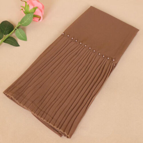 Muslim Women Long Scarf Head Wrap Scarves Beaded Shawls Islamic Headscarf Stoles - Picture 27 of 30