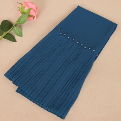 Muslim Women Long Scarf Head Wrap Scarves Beaded Shawls Islamic Headscarf Stoles - Picture 30 of 30