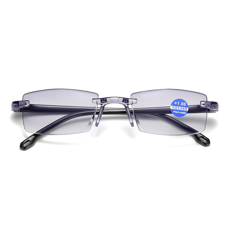 Gafas de lectura unisex rectangulares sin montura con bloqueo de luz azul para hombre - Imagen 19 de 20