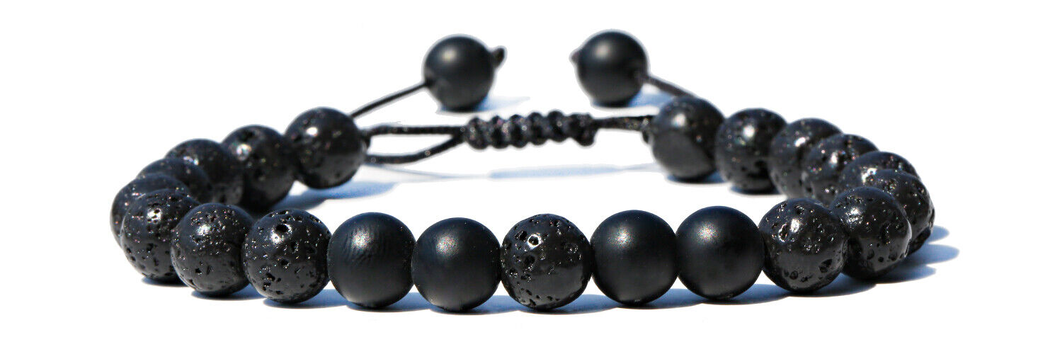 Triple Protection Black Obsidian Hematite Tiger Eye Bracelet Bead Healing Bangle