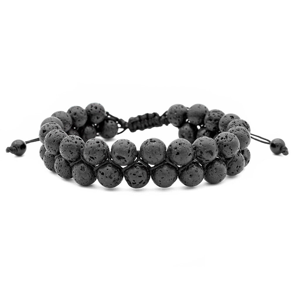 Triple Protection Black Obsidian Hematite Tiger Eye Bracelet Bead Healing Bangle