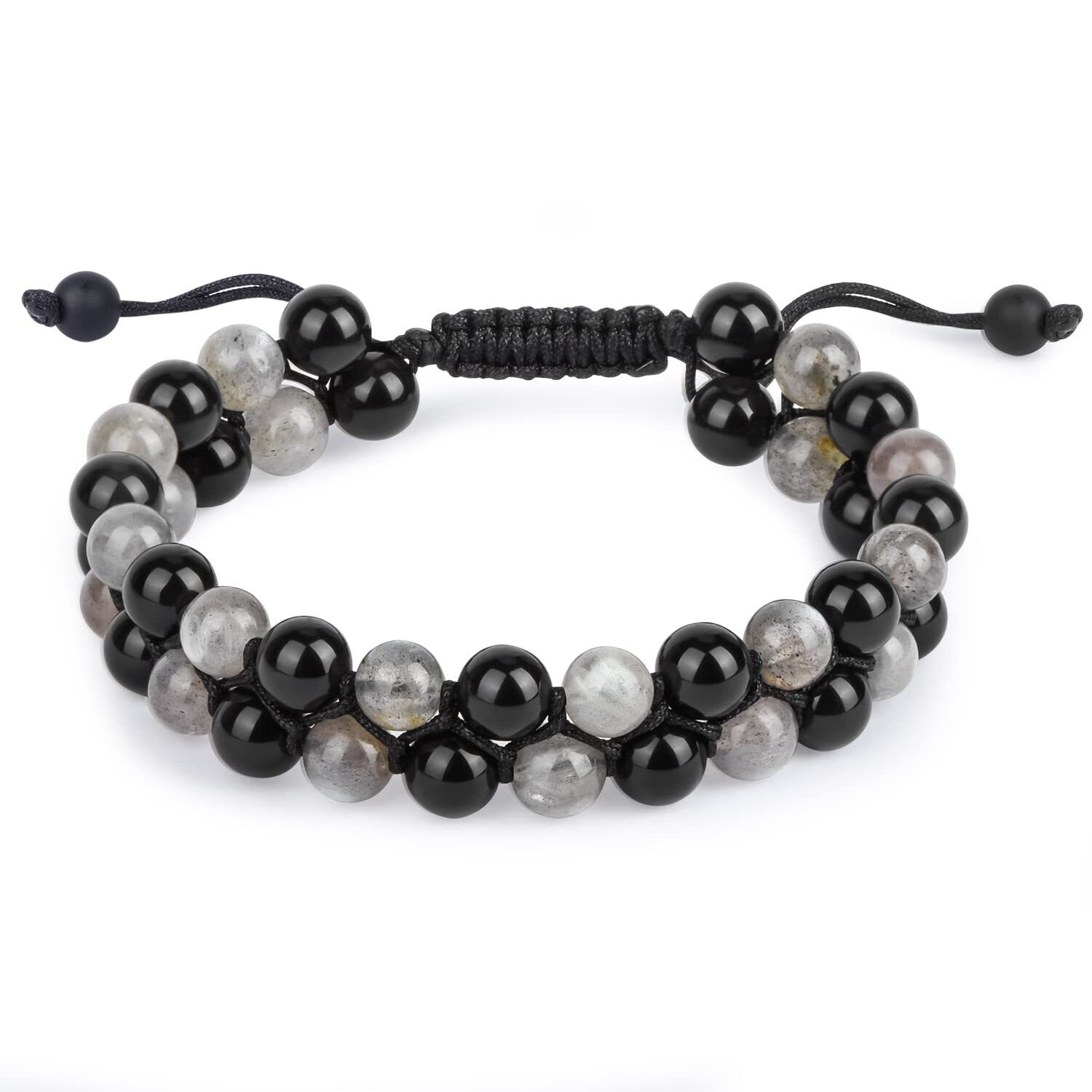 Triple Protection Black Obsidian Hematite Tiger Eye Bracelet Bead Healing Bangle