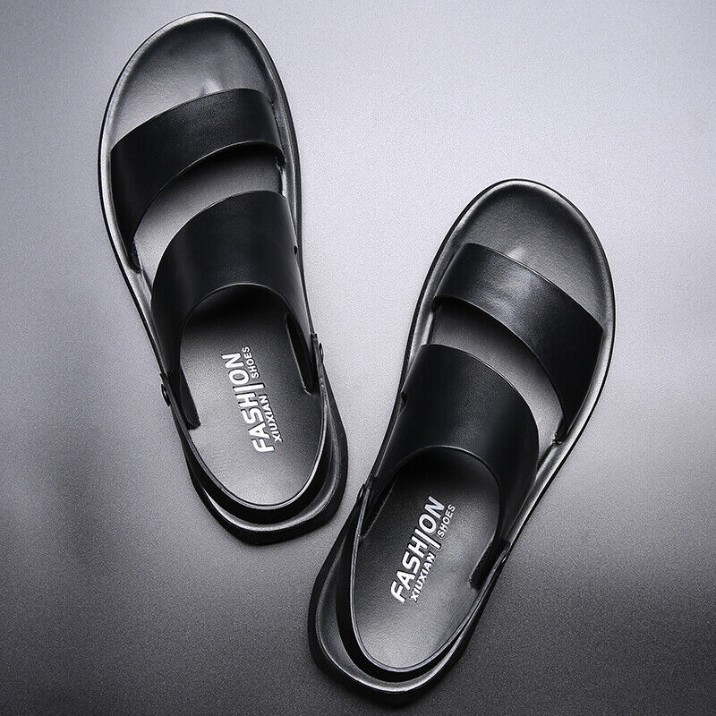 Men Sandals Comfort Flats Ankle Strap Beach Slippers Slides Shoes ...