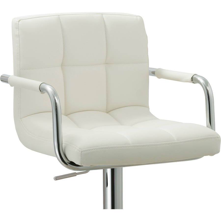 Contemporary Adjustable Swivel Arm Bar Stool with Cushion