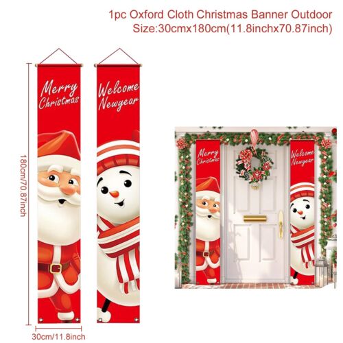 Knight Santa Snowman Banner Merry Christmas Flag Wall Hanging Xmas Party Decor - Picture 13 of 14