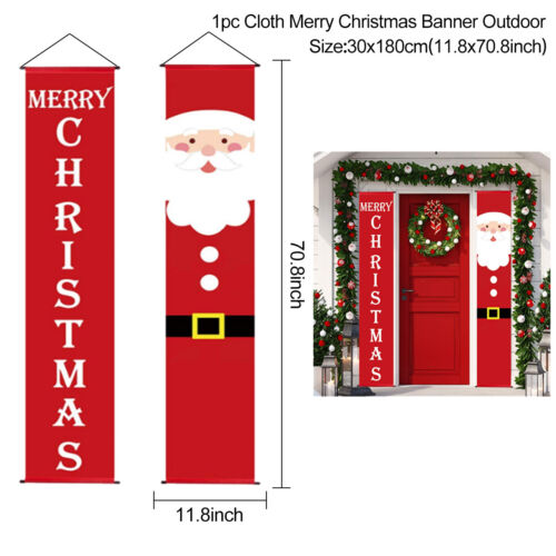 Knight Santa Snowman Banner Merry Christmas Flag Wall Hanging Xmas Party Decor - Picture 14 of 14