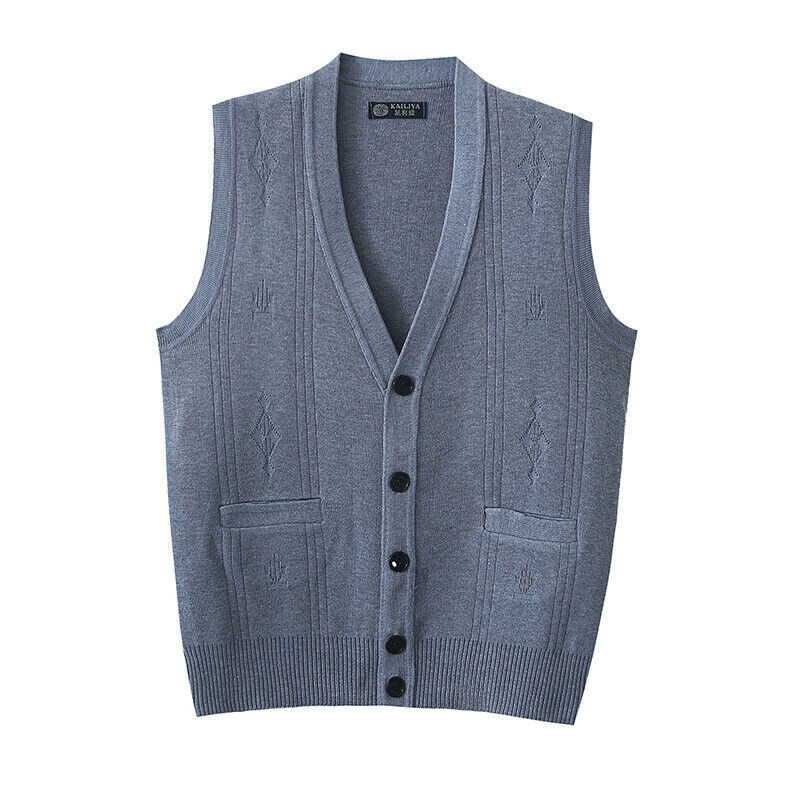 Casual Mens Sleeveless V Neck Jumper Button Up Sweater Tank Top Cardigan Vest