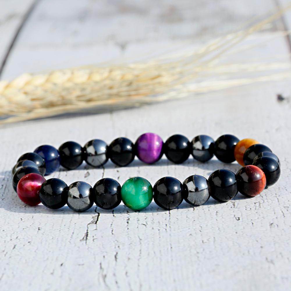 Classic Hematite Elastic Bracelets Men Pulsera Charm Triple Protection Bracelets