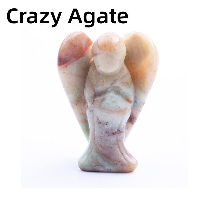 1.5 inch Guardian Angel Figurines Hand Carved Crystal Stone Reiki Healing Statue - Picture 38 of 45