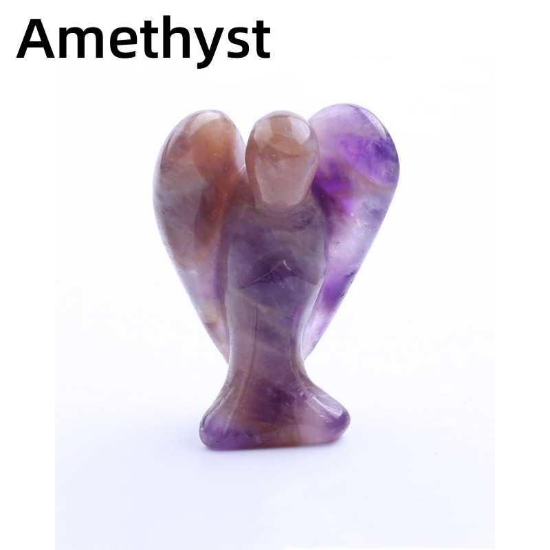 1.5 inch Guardian Angel Figurines Hand Carved Crystal Stone Reiki Healing Statue - Picture 45 of 45