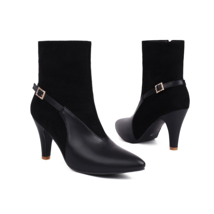 Herbst Damen Mode Party High Heel kurze Stiefel seitlicher Reißverschluss Stiefeletten Schuhe - Bild 13 von 16
