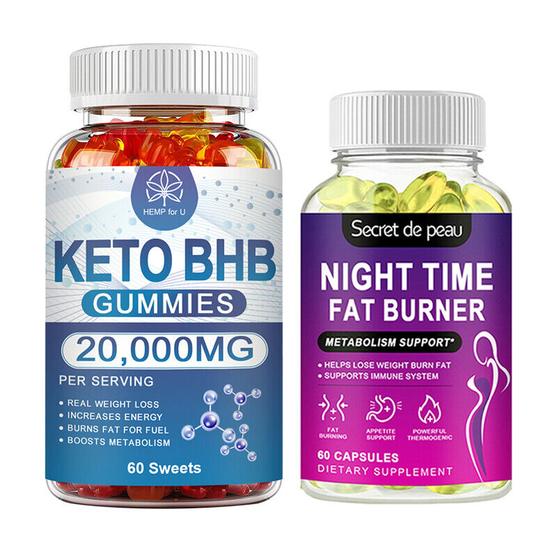 Weight Loss Diet Keto ACV Gummies Night Time Fat Burner Detox Dietary Supplement