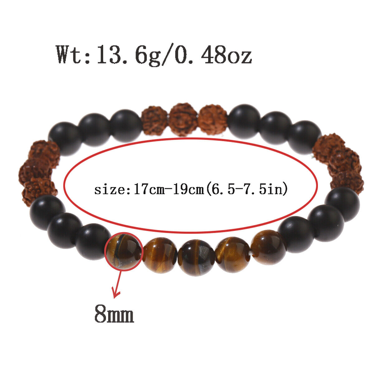 4 Colors Tigers Eye Bracelets Natural Rudraksha Beads Reiki Energy Jewelry Gift