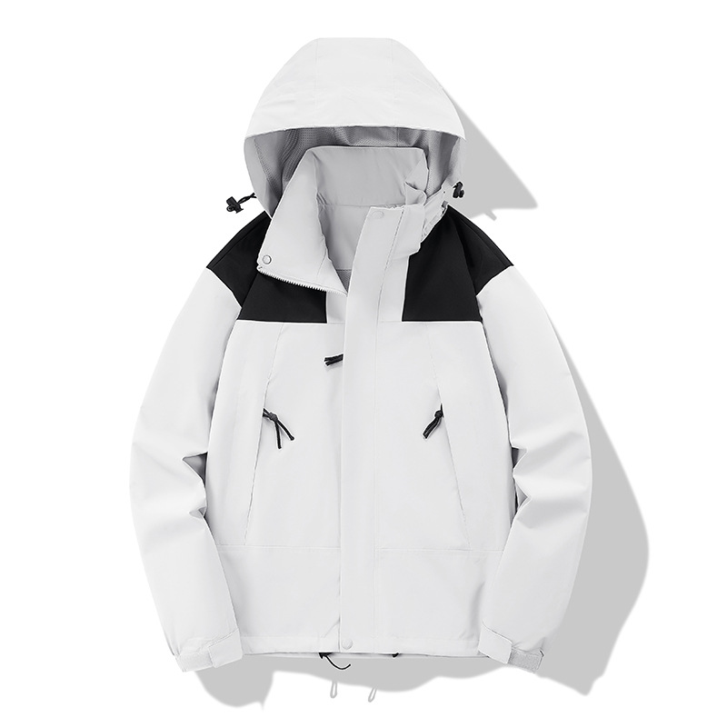 Abrigo con capucha con cremallera a prueba de viento impermeable de manga larga de otoño para hombres/mujeres - Imagen 15 de 19