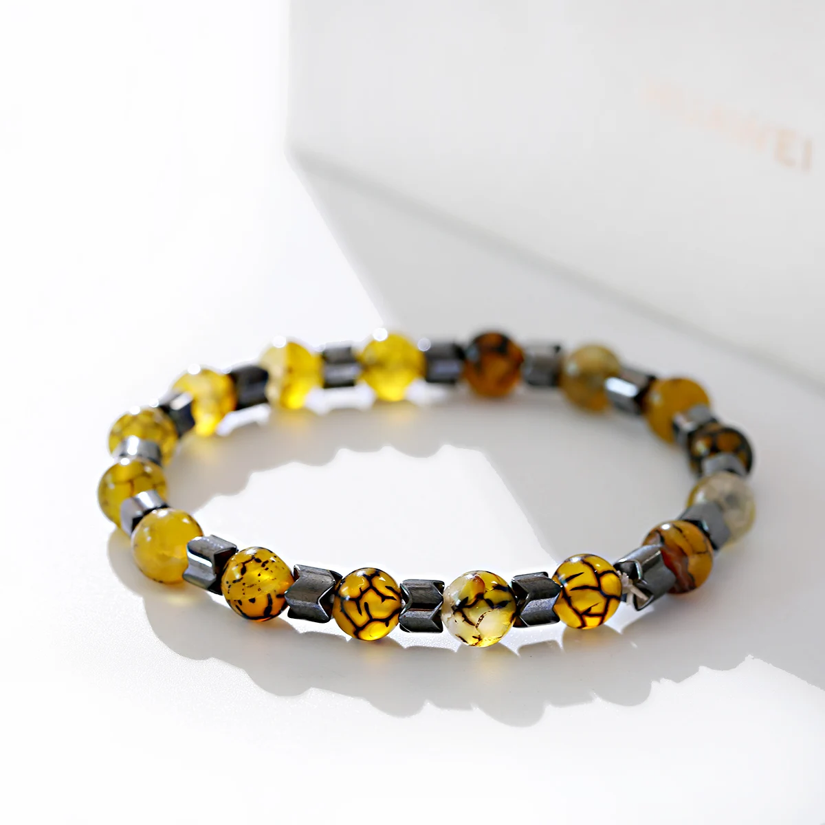 Natural Stone Lava Stone Spacer Bead Bracelet for Men Fashion Hematite Jewelry - Picture 7 of 11