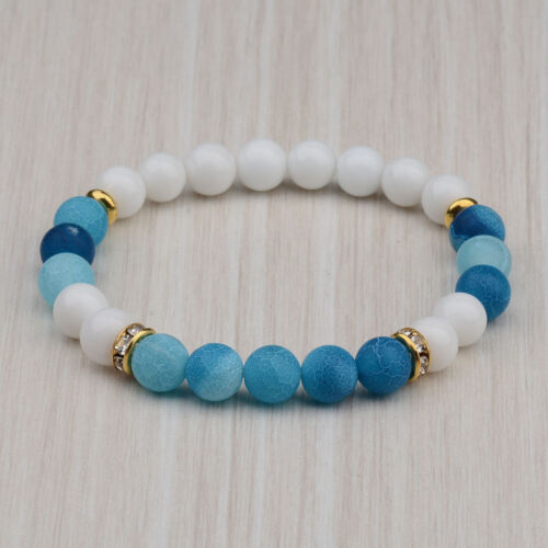 Fashion Men Women Yoga Multi-color Bead Charm Agate Stretch Lovely Bracelet Gift