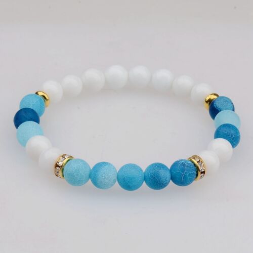 Fashion Men Women Yoga Multi-color Bead Charm Agate Stretch Lovely Bracelet Gift