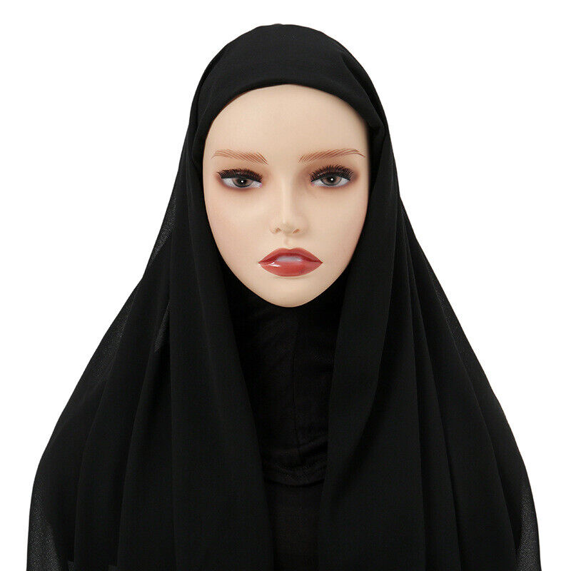 Scialle Donne Musulmane Cappello Interno Hijab Chiffon Avvolgente Istantaneo Scialle - Foto 25 di 46