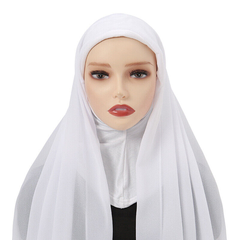 Scialle Donne Musulmane Cappello Interno Hijab Chiffon Avvolgente Istantaneo Scialle - Foto 41 di 46