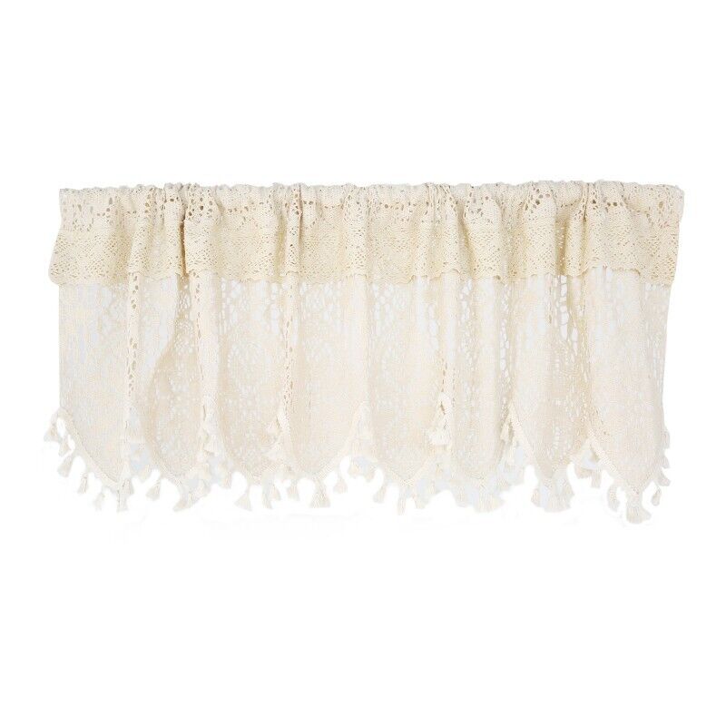 Crochet Tassel Short Curtain Short Drape Window Kitchen Cabinet Door Valance - Picture 33 of 33