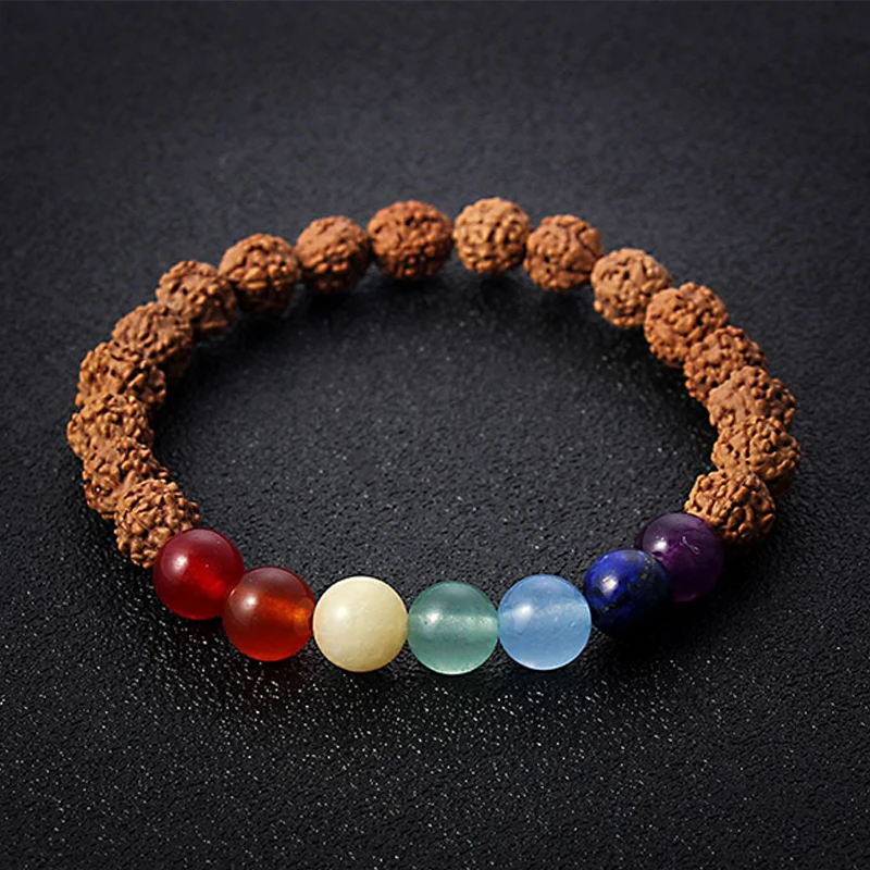 Nature Vajra Bodhi Rudraksha Bracelet Men Meditation Mala Bead Bracelet Buddhist