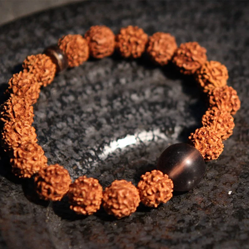 Nature Vajra Bodhi Rudraksha Bracelet Men Meditation Mala Bead Bracelet Buddhist